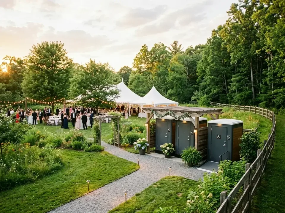 Luxury Restroom Trailer — Outdoor Wedding